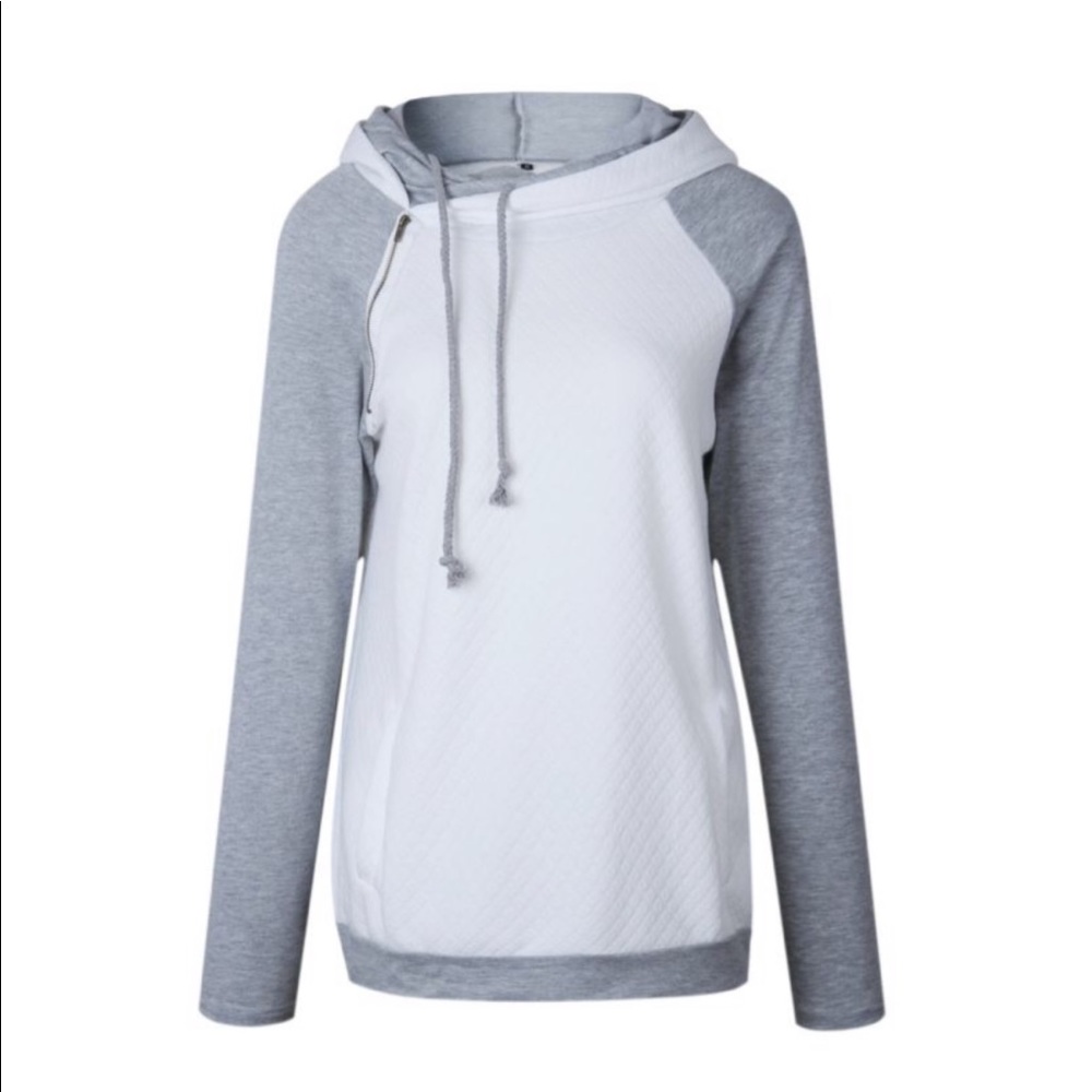CHARLY WHITE GRAY DOUBLE - HOODIE PULLOVER - Picture 4 of 5